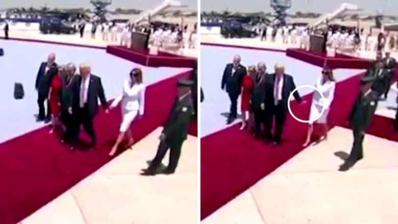 Momenti kur Melania “qëllon” Trumpin derisa ai tenton t’ia kapë dorën (Video)