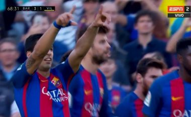Suarez thellon epërsinë e Barçës ndaj Villarrealit (Video)