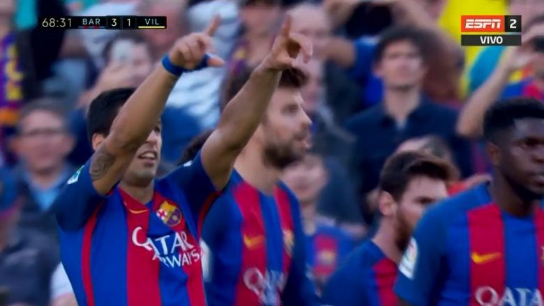 Suarez thellon epërsinë e Barçës ndaj Villarrealit (Video)