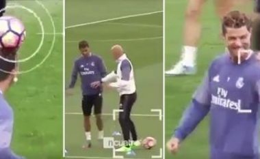 CR7 i disponuar në stërvitjen para Sevillas, tentoi të ‘turpërojë’ edhe Zidanen (Video)