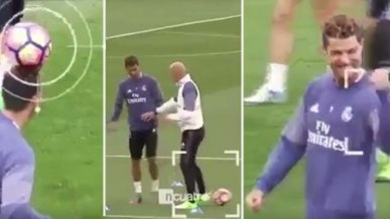 CR7 i disponuar në stërvitjen para Sevillas, tentoi të ‘turpërojë’ edhe Zidanen (Video)