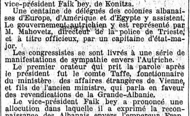 Le Temps (1913): Kongresi i Triestes për një Shqipëri etnike