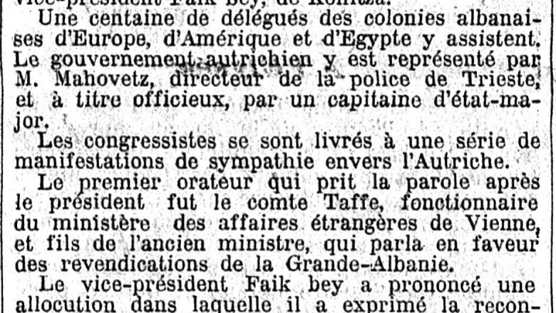 Le Temps (1913): Kongresi i Triestes për një Shqipëri etnike