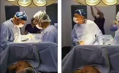 Kirurgët harrojnë për një moment pacientin e shtrirë, festojnë fitoren e Kilit (Video)