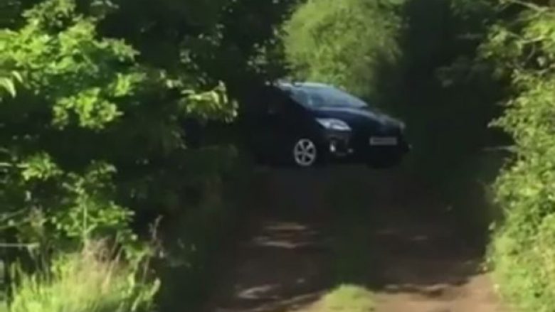 Shoferi humb rrugën, vetura përfundon në fushën e golfit (Video)