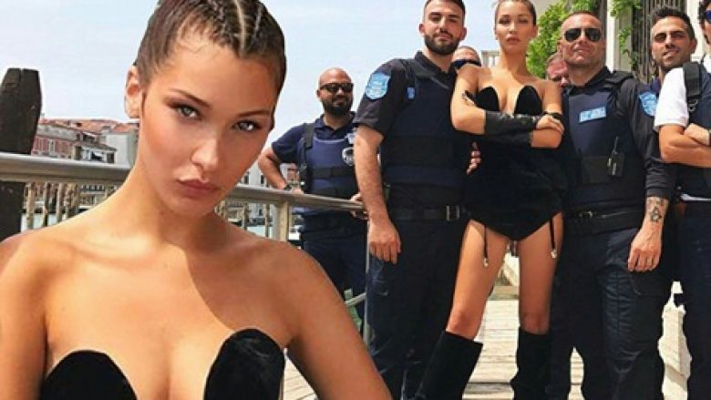 Bella Hadid “e arrestuar” në mes të policëve në Venecia, shfaqet seksi para tyre (Foto)