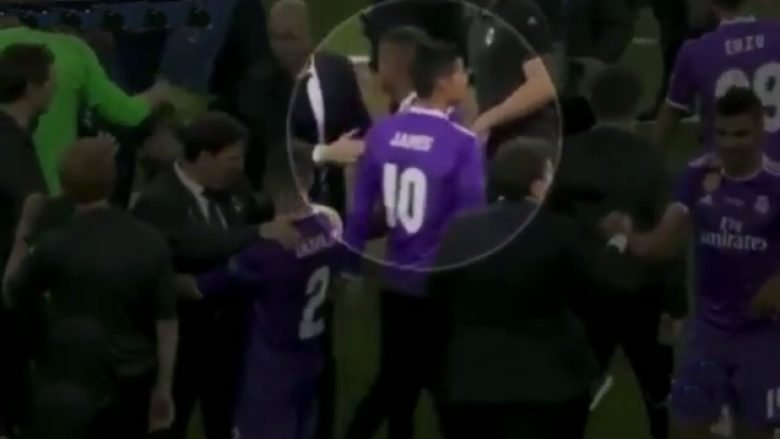 James injoron Zidanen në festën pas përfundimit të ndeshjes (Video)