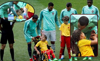 Ronaldo e gëzoi dhe e bëri të qeshë vajzën me aftësi të kufizuara para ndeshjes ndaj Rusisë (Foto)