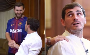 ‘Messi’ ia ndërpret intervistën Iker Casillasit, ky i fundit i dhuron fanellën e Realit (Video)