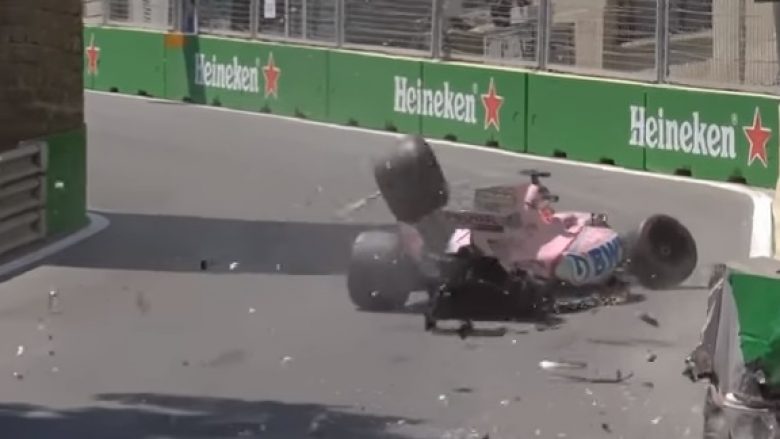 Piloti i Formula 1 përplaset keq në pistën e Bakut (Video)