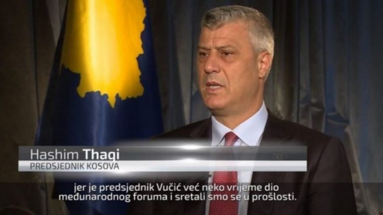 Thaçi flet shqip në televizionin serb