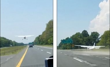 Momenti kur aeroplani aterron në autostradën plot me vetura (Video)