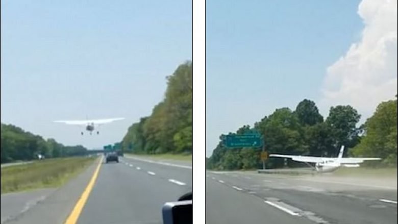Momenti kur aeroplani aterron në autostradën plot me vetura (Video)