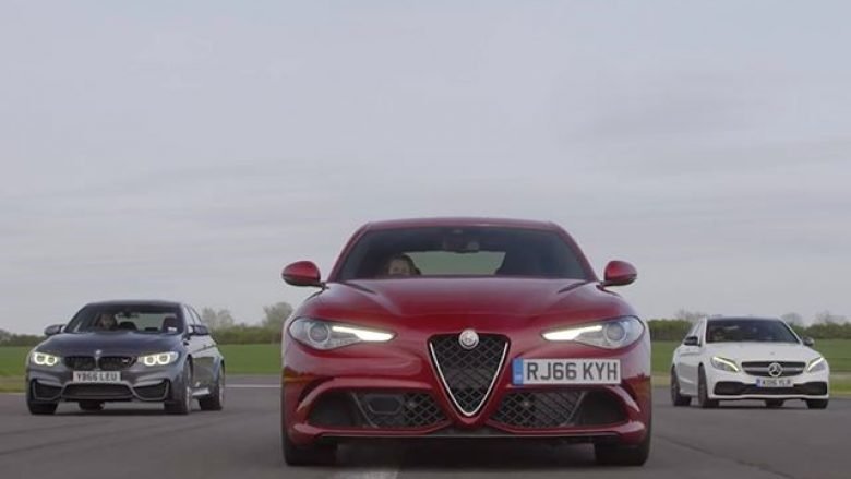AMG C63 lë prapa Giulia QV dhe BMW M3, në arritjen e shpejtësisë prej 240 kilometrave në orë (Video)