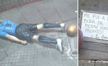 Rrëzohet statuja e Suarezit në Uruguai, ky është mesazhi që i është lënë (Foto)