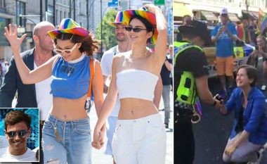 Kendall Jenner dhe Bella Hadid shfaqen në mes të turmës me kapele shumëngjyrëshe në përkrahje të LGBT-së (Foto)