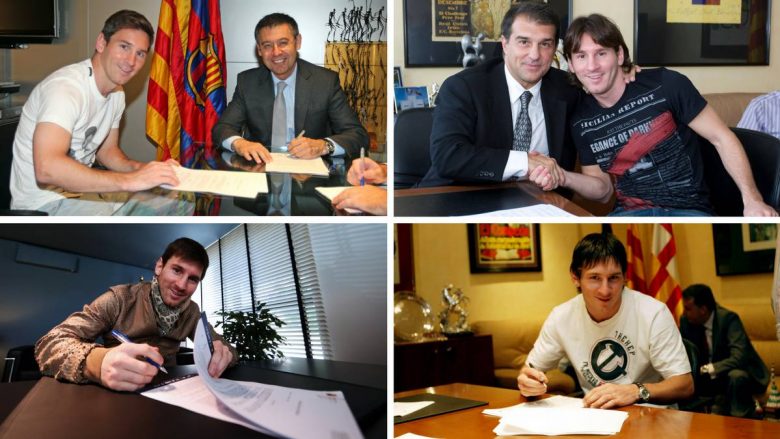 Në 12 vite, Lionel Messi e ka rinovuar kontratën tetë herë – Gjithmonë në rritje paga, por edhe klauzola e lirimit