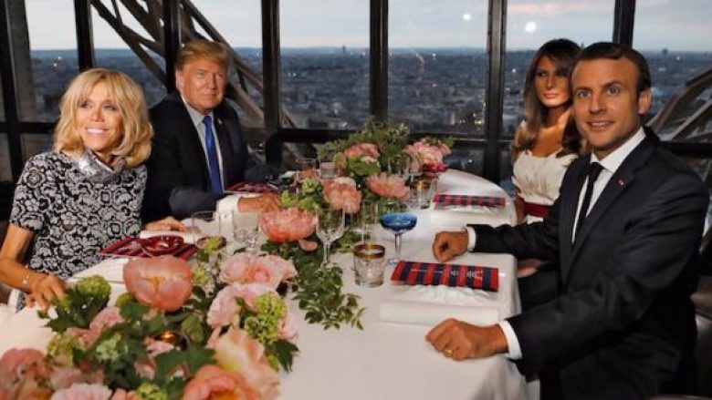 Donald Trump dhe Macron darkojnë me bashkëshortet në Kullën Eiffel (Foto)