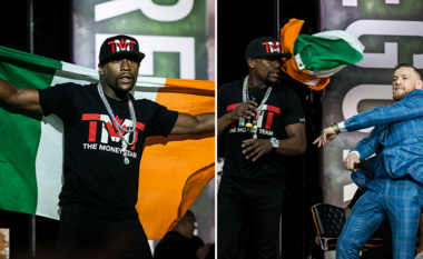 Momenti kur McGregor ia hodhi flamurin në fytyrë Mayweatherit (Video)