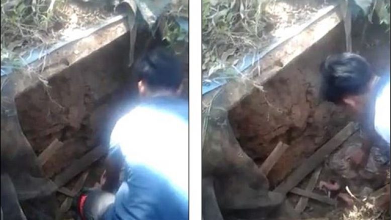 Momenti kur shpëtohet foshnja e porsalindur, që ishte braktisur e varrosur për së gjalli në një gropë septike (Video, +16)