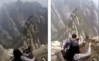 Alpinisti filmon veten duke zbritur nga shkallët e një shkëmbi 2133 të lartë (Video)