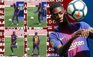 Dembele edhe pse u ble 105 milionë euro nuk di ta mbajë topin në këmbë gjatë prezantimit (Video)