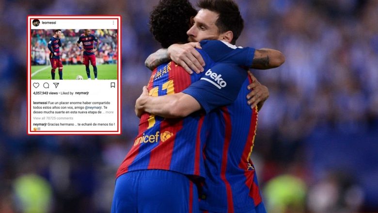 Neymar i përgjigjet Messit në postimin lamtumirës në Instagram (Foto)