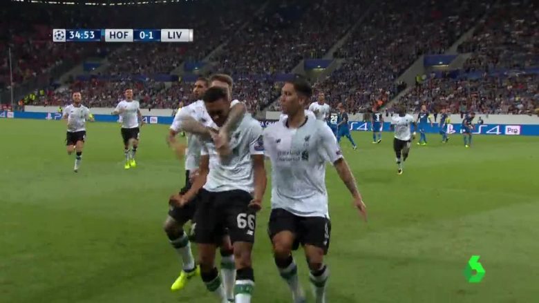 Liverpooli kalon në epërsi përballë Hoffenhaimit me golin nga gjuajtja e lirë të Arnold (Video)
