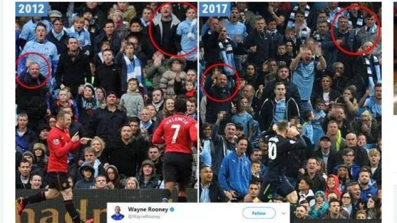 Viti 2012, viti 2017 – Golashënuesi i njëjtë dhe tifozët e njëjtë të irrituar, Rooney tallet me ta (Foto)