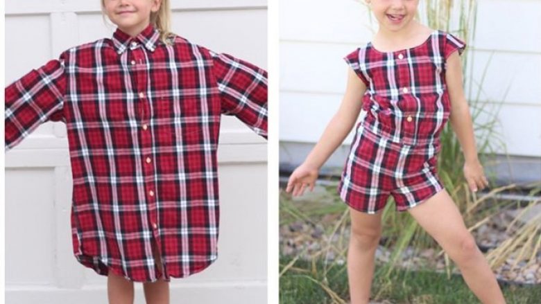 Mënyrë kreative për t’i përdorur këmishët e vjetra të burrit: Shndërroni ato në fustane për vajzat tuaja (Foto)