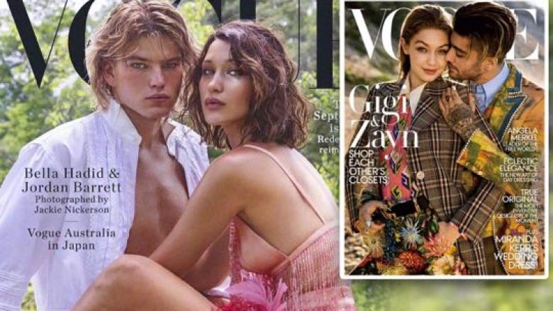 “Rivalitet motrash”, Bella Hadid shfaqet në kopertinën e “Vogue” me të dashurin, një muaj pasi Gigi përi të njëjtën gjë (Foto)