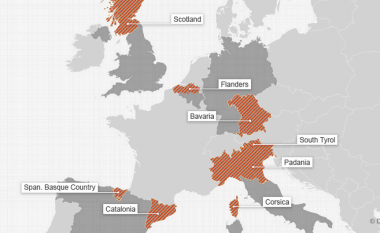 Shtetet evropiane që kanë probleme të brendshme me kërkesa të rajoneve për pavarësi