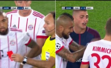 Muaj më parë u kacafytën, por tani Vidal e shpëton Kimmichin nga kartoni i kuq - as lojtarët e PSG-së nuk mbajtën dot të qeshurat (Foto/Video)