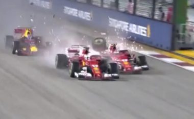 Përplasen keq Vettel-Raikkonen, përfundojnë garën që në kthesat e para (Video)