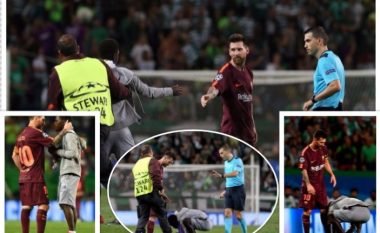 Ndodh në stadiumin ku ‘lindi’ Ronaldo – Tifozi futet në fushë dhe i puth këmbët Messit, argjentinasi e pret ngrohtë me përqafim (Foto/Video)