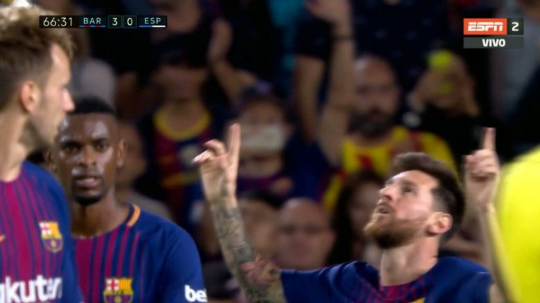 Messi magjik, kompleton het-trikun ndaj Espanyolit (Video)