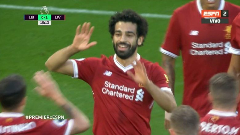 Salah kalon Liverpoolin në epërsi ndaj Leicesterit (Video)