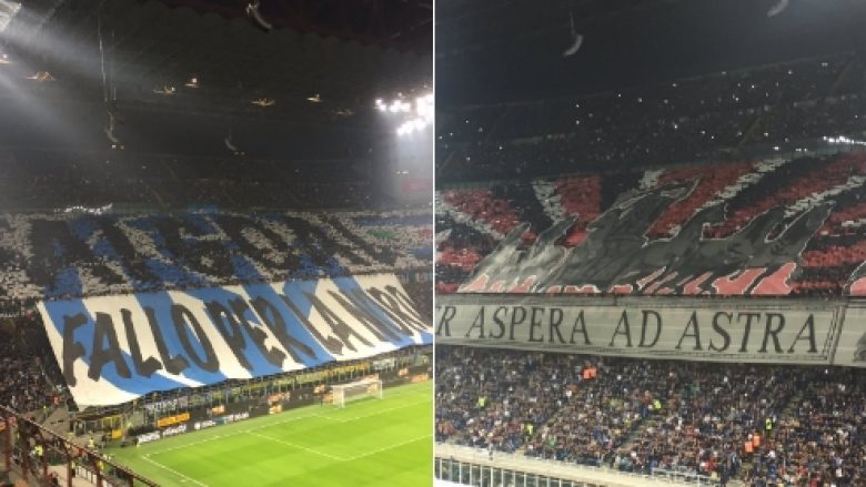 Koreografitë e tifozëve të Interit dhe Milanit në Derby della Madonnina (Foto)