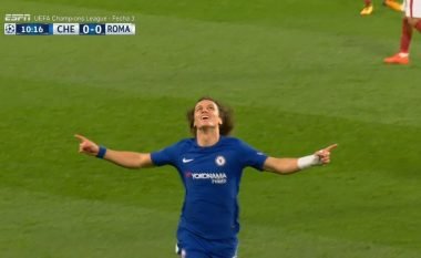 David Luiz kalon Chelsean në epërsi ndaj Romës me një gol fantastik nga distanca (Video)