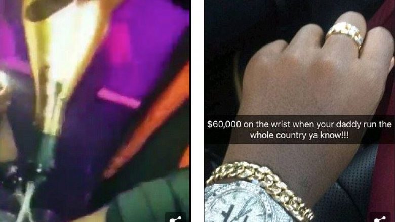 Djali i presidentit të Zimbabvesë derdh shampanjën 200 dollarëshe mbi orët e mbuluara me diamant, derisa gjysma e popullatës vuan nga uria (Video)