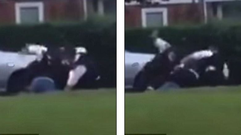 Policia metropolitane filmohet duke rrahur brutalisht një boksier (Video, +18)