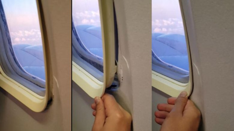 Pasagjeri që po udhëtonte me aeroplan, mbeti i habitur kur pa se korniza e dritares po lëvizte (Video)