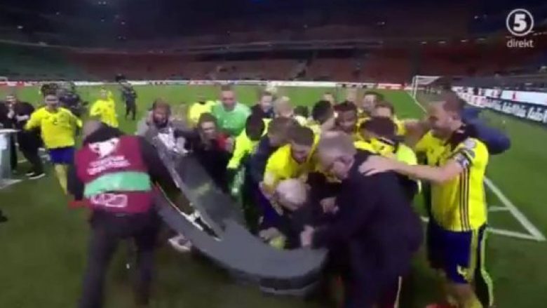 Lojtarët suedez nuk thyen vetëm zemrat e tifozëve italianë, por edhe studion e Eurosportit në San Siro (Video)