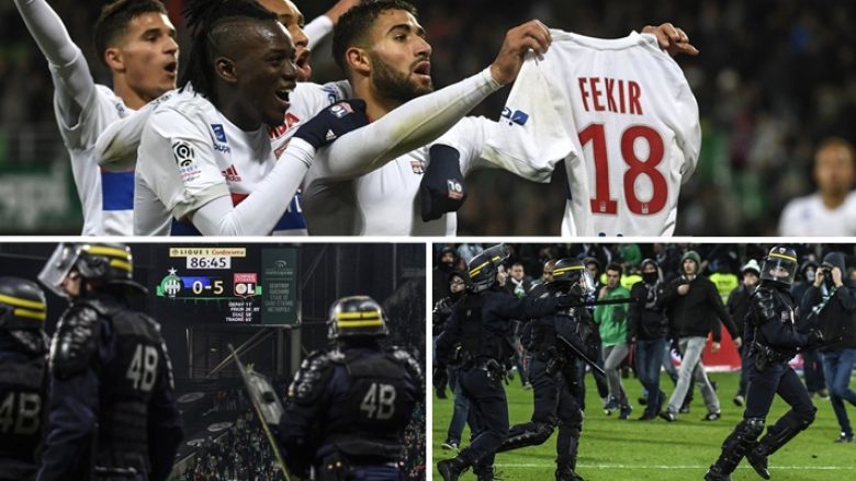 Tifozët e Saint Etienne pushtojnë fushën pasi Fekir festoi golin e pestë përballë tyre në stilin e Messit (Foto/Video)