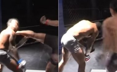 Nokauti i vitit në MMA, kundërshtari shtanget dhe rrëzohet pa ndjenja pas goditjes brutale që merr në kokë (Video)