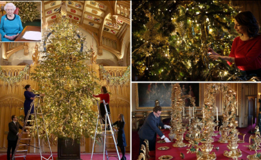 Krishtlindjet kanë arritur për Mbretëreshën! Madhëria e saj ka një bredh prej gjashtë metrash në Kështjellën Windsor (Foto)