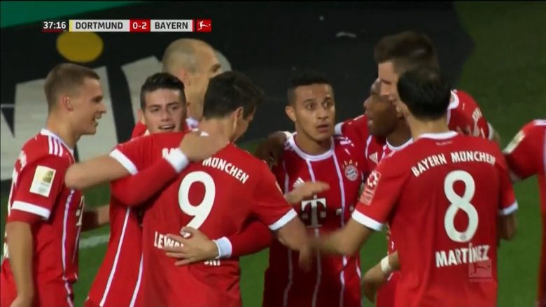 Lewandowski shënon gol të bukur me thembër, Bayerni dyfishon epërsinë ndaj Dortmundit (Video)