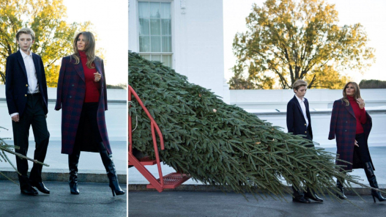 “Më e gjatë se mamaja”! Barron dhe Melania Trump mirëpresin pemën zyrtare të Krishtlindjeve në Shtëpinë e Bardhë (Foto)
