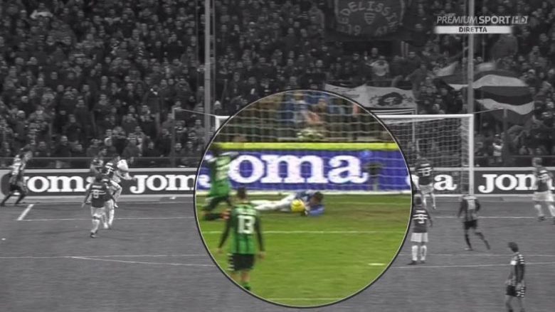 Lojtari i Sampdorias prek topin me dorë dhe shpëton golin, gjyqtari nuk kërkon ndihmën e VAR-it (Video)