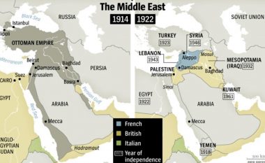 Kufijtë e Lindjes së Mesme, pas Luftës së Parë Botërore